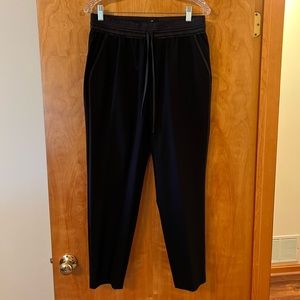 Lafayette 148 New York Black Pants Drawstring Piping Down Side Legs NWT Medium